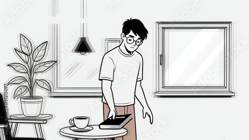 Animated Character Study - Mans Transition from Relaxation to Disappointment.