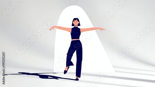 Elegant Woman Posing in Light - A Stylish Animated Character.