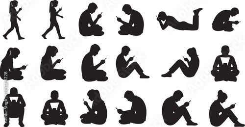 Human Silhouettes in Various Poses and Actions Collection