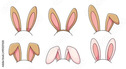 Easter Bunny Ear Headbands Collection:  Festive Spring Holiday Accessories for Celebration and Fun, Cartoonish Party Costume Elements for Kids and Adults, Cute Decoration Props, Graphic Design Clip Ar
