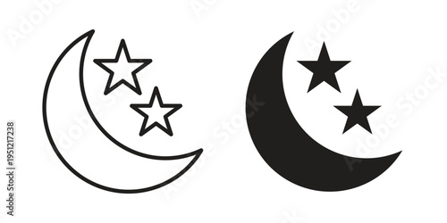 Moon stars icon in line design. icon for website design, mobile app, ui