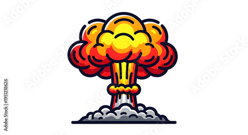 Cartoonish mushroom cloud explosion