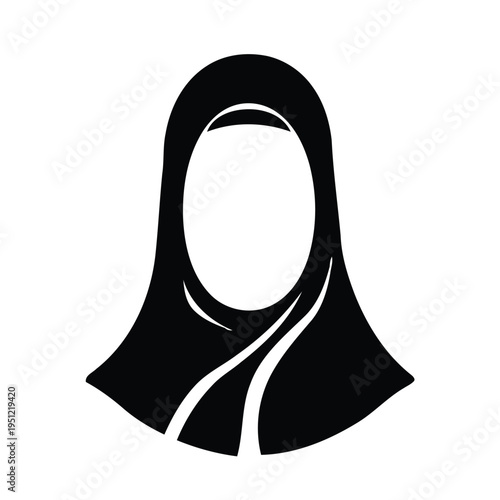 Elegant woman wearing a hijab with a minimalist geometric design isolated on white background, Vector, illustration