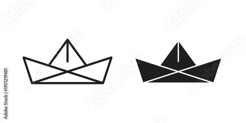 Paper boat icon in line design. icon for website design, mobile app, ui