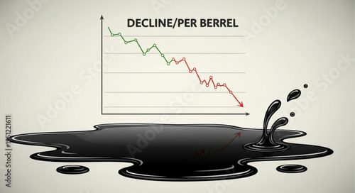 Oil Price Decline - Graph and Spill Illustrating Economic Downturn.