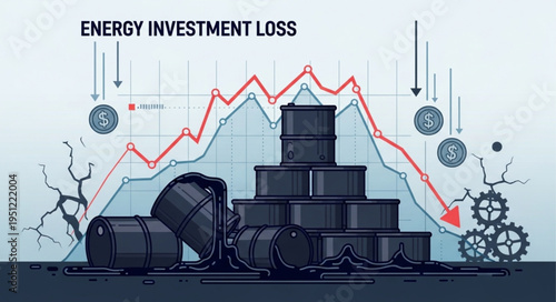 Energy Investment Loss - Oil Barrels and Declining Market Trends.