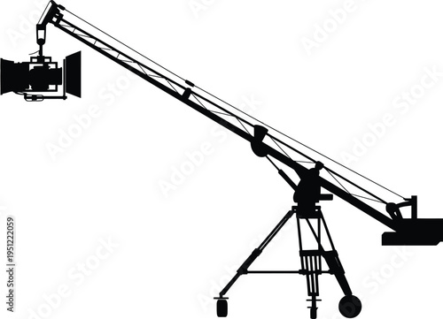 Industrial crane arm mounted on a tripod for heavy-duty lifting operations. isolated on white background, Vector, illustration