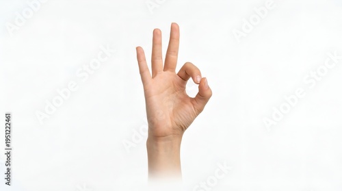 Hand Showing OK Gesture on Clean Background