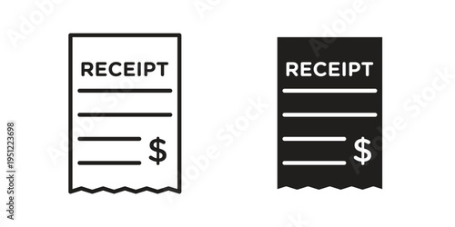 Receipt icon in line design. icon for website design, mobile app, ui