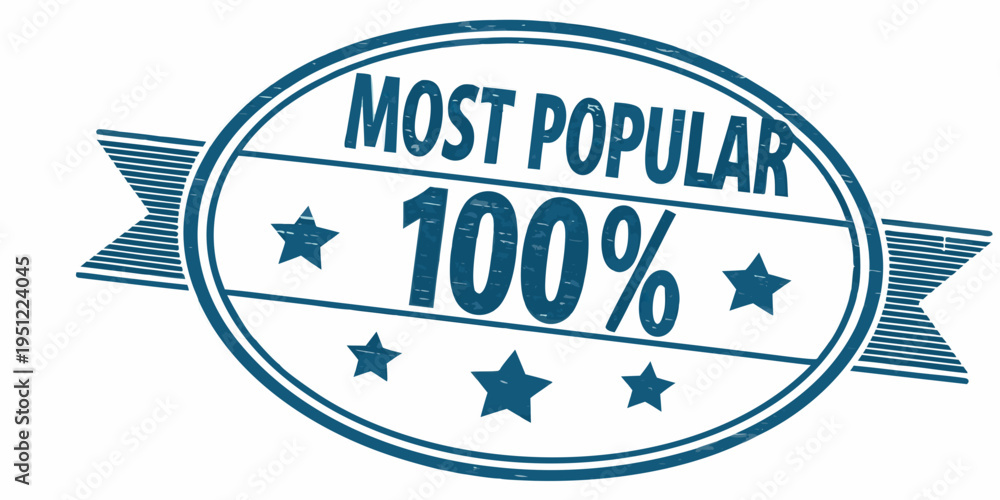 Obraz premium A blue stamp proclaiming most popular with a star and 100 symbol