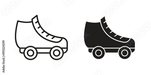 Roller skates icon in line design. icon for website design, mobile app, ui