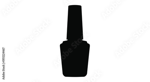 A stark black silhouette of a nail polish bottle