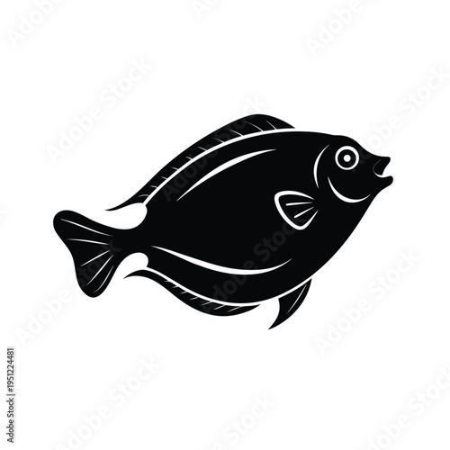 Tilapia or Flatfish Side View Vector Clip Art