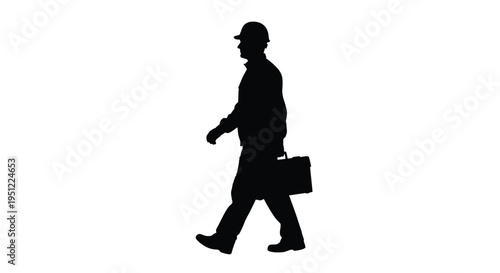 A businessman walking with a briefcase depicted as a silhouette