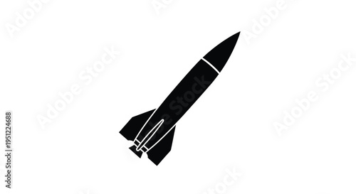 A striking black rocket graphic boldly presented as a silhouette
