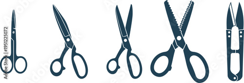 Scissors silhouettes sewing craft utility cutting tools icons
