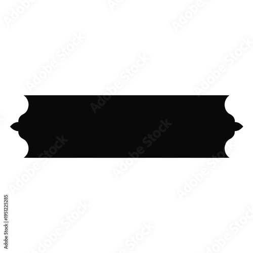 A sleek black decorative ribbon with scalloped edges for graphic design use isolated on white background, Vector, illustration