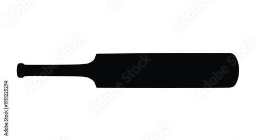 A black silhouette of a cricket bat against a white background silhouette