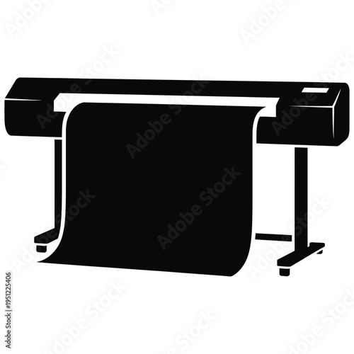 Large format inkjet printer with extended paper roll for professional printing tasks isolated on white background, Vector, illustration