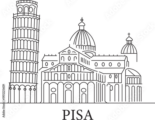 Pisa City Line Draw Simple Minimalist