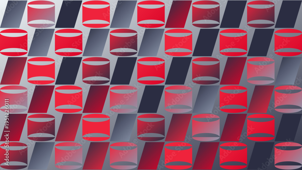 Fototapeta premium Abstract Pattern with Red and Gray Cylindrical Shapes