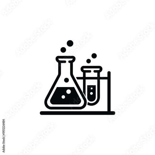 Laboratory icon for business sectors and industry, black and white laboratory research vector for science industry