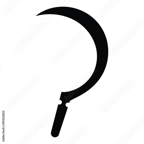 A sleek and minimalist black silhouette of a crescent moon combined with a hook shape. isolated on white background, Vector, illustration