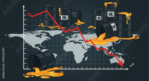 Global Oil Market Decline - A Visual Representation of Falling Prices.