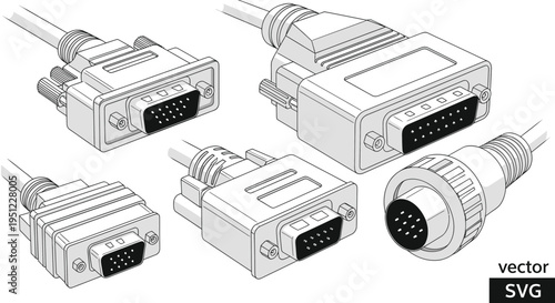 Vintage Computer Connectors: DB9, DB15, DIN, and serial port plugs