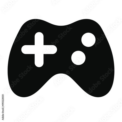 Black video game controller with analog sticks and directional pad isolated on white background, Vector, illustration