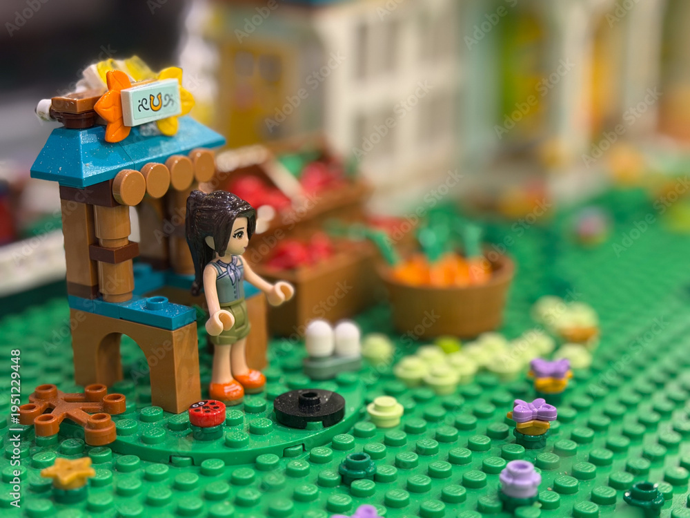 Naklejka premium Miniature toy market scene