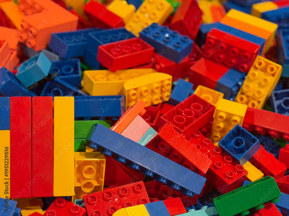 Naklejka premium Colorful plastic building bricks