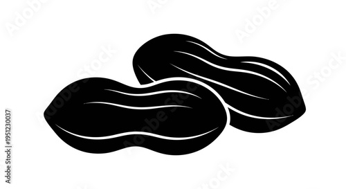 Two black silhouette peanuts are displayed against a plain white background