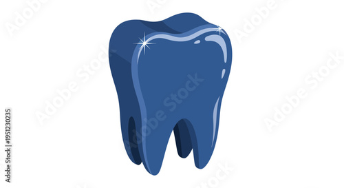 Healthy Blue Tooth Icon - Dental Care and Oral Hygiene Concept