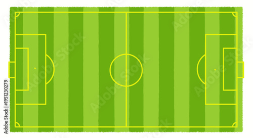 Top View Soccer Field Green Grass Lines Goals Center Circle White Markings
