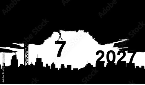 Business preparation 2027 new year construction vector illustration