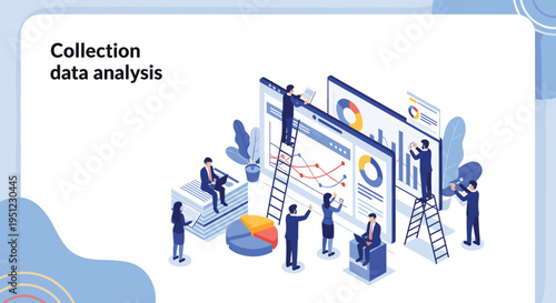 Business professionals analyzing financial data and statistics using large interactive charts and dashboards in a modern office setting.