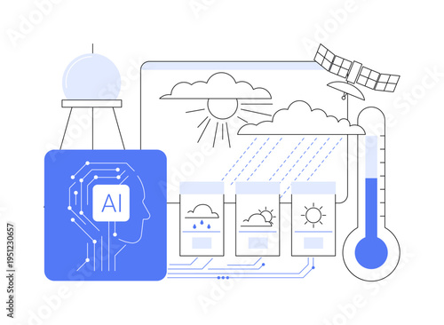 AI-Powered Climate Modeling abstract concept vector illustration.