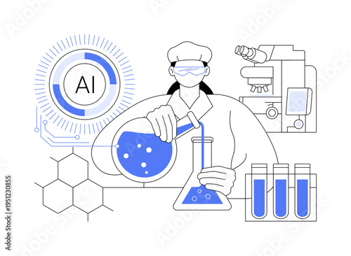 AI-Enhanced Computational Chemistry abstract concept vector illustration.