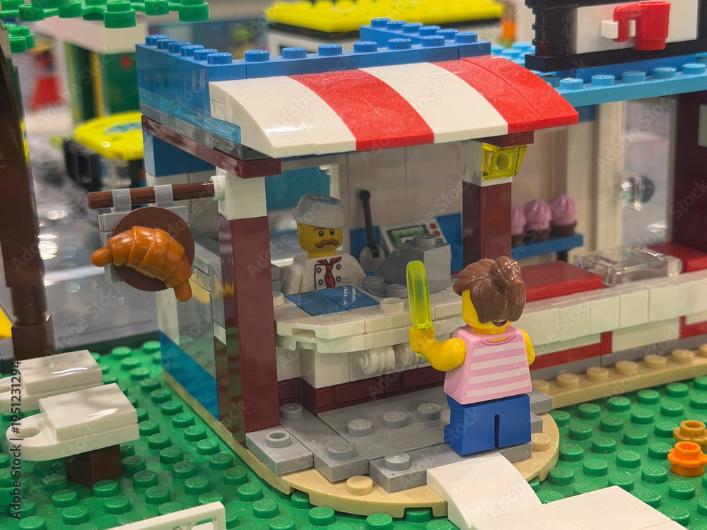 Fototapeta premium Lego food stall with chef and customer