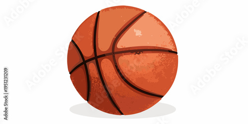 An illustration of a classic orange basketball with dark seams
