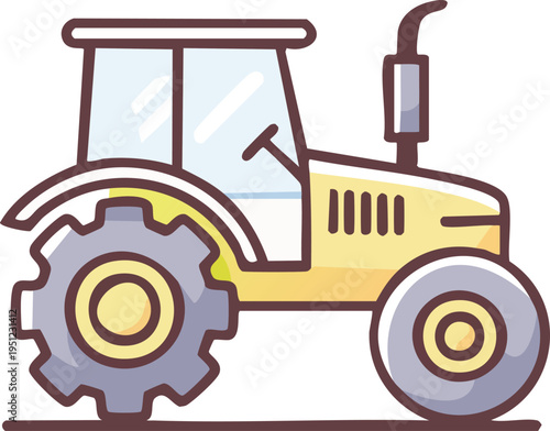 Minimal line icon of a tractor vehicle, agricultural transport machine icon,