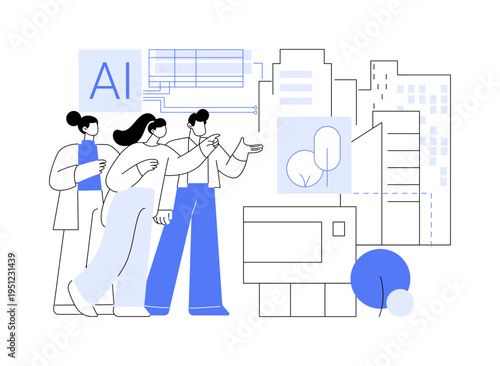 Crowdsourced AI for Community Problem Solving abstract concept vector illustration.