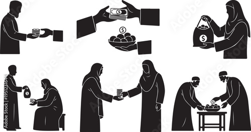 Monks sharing tea in various traditional settings and actions