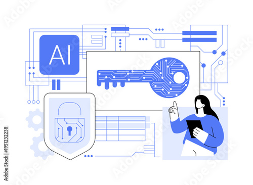 AI-Assisted Cryptographic Key Generation abstract concept vector illustration.