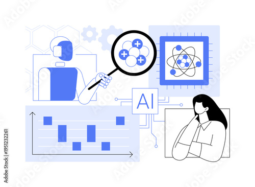 AI-Optimized AI-Guided Quantum Algorithm Discovery abstract concept vector illustration.