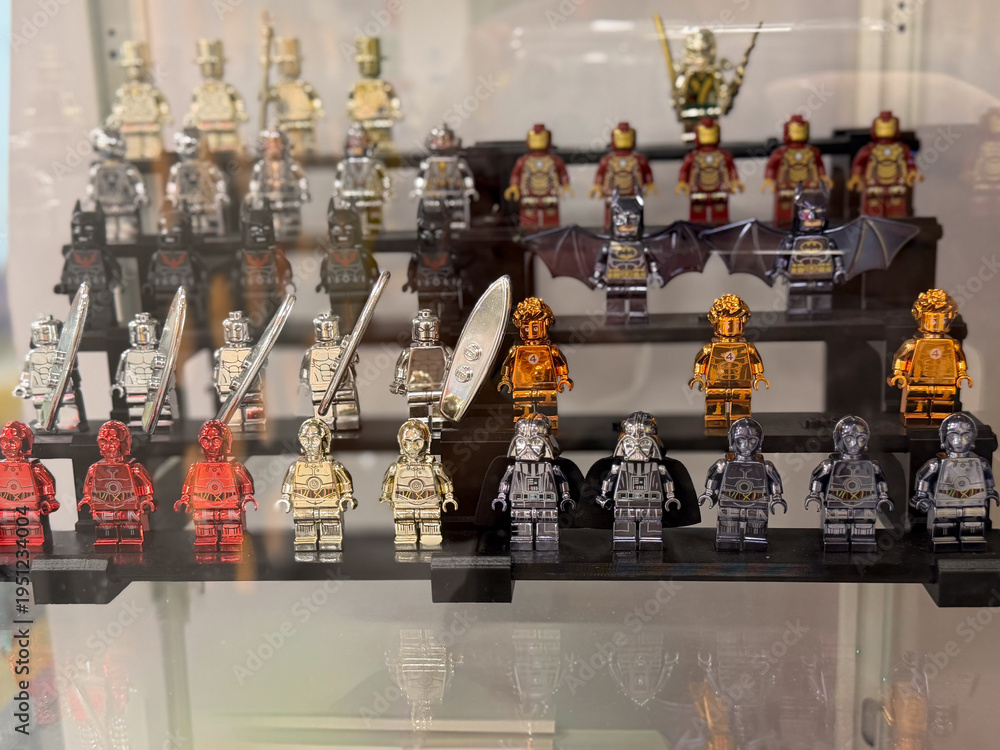 Fototapeta premium Chrome and translucent collectible minifigure display