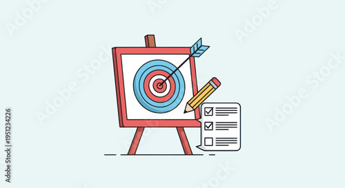 Bullseye Target with Arrow and Checklist.