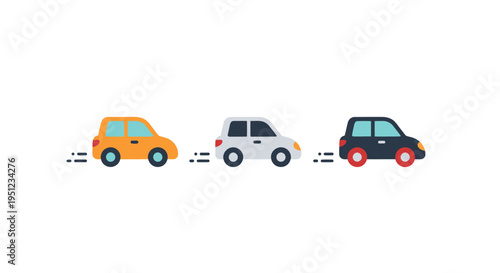 Cars in motion speeding along road.