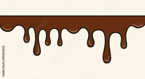 Chocolate drips on white background.